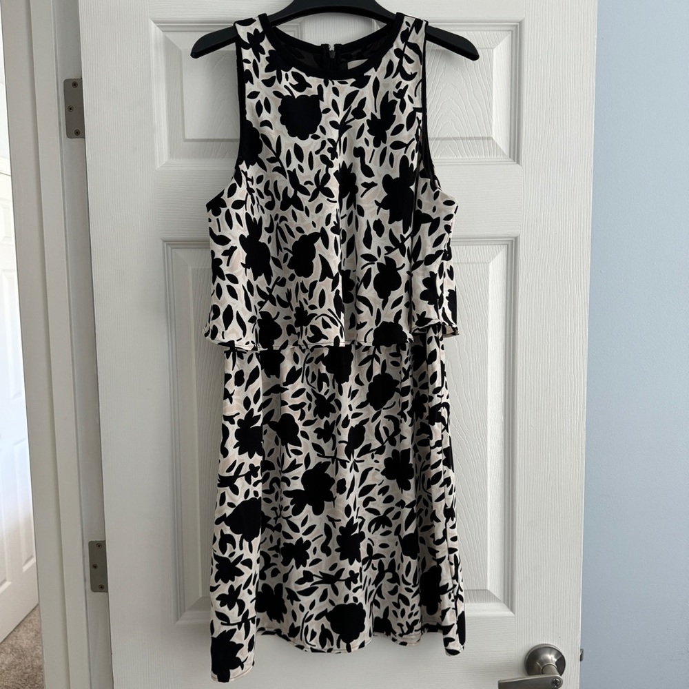 Loft Black and White Floral Dress